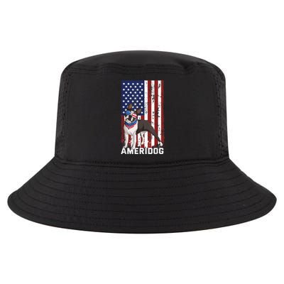 Ameridog Funny Boston Terrier With Sunglases American Flag Cool Comfort Performance Bucket Hat