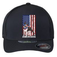 Ameridog Funny Boston Terrier With Sunglases American Flag Flexfit Unipanel Trucker Cap