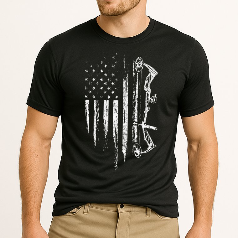 American Flag Bowhunting Bow Archery Cooling Performance Crew T-Shirt