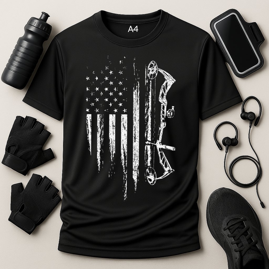 American Flag Bowhunting Bow Archery Cooling Performance Crew T-Shirt