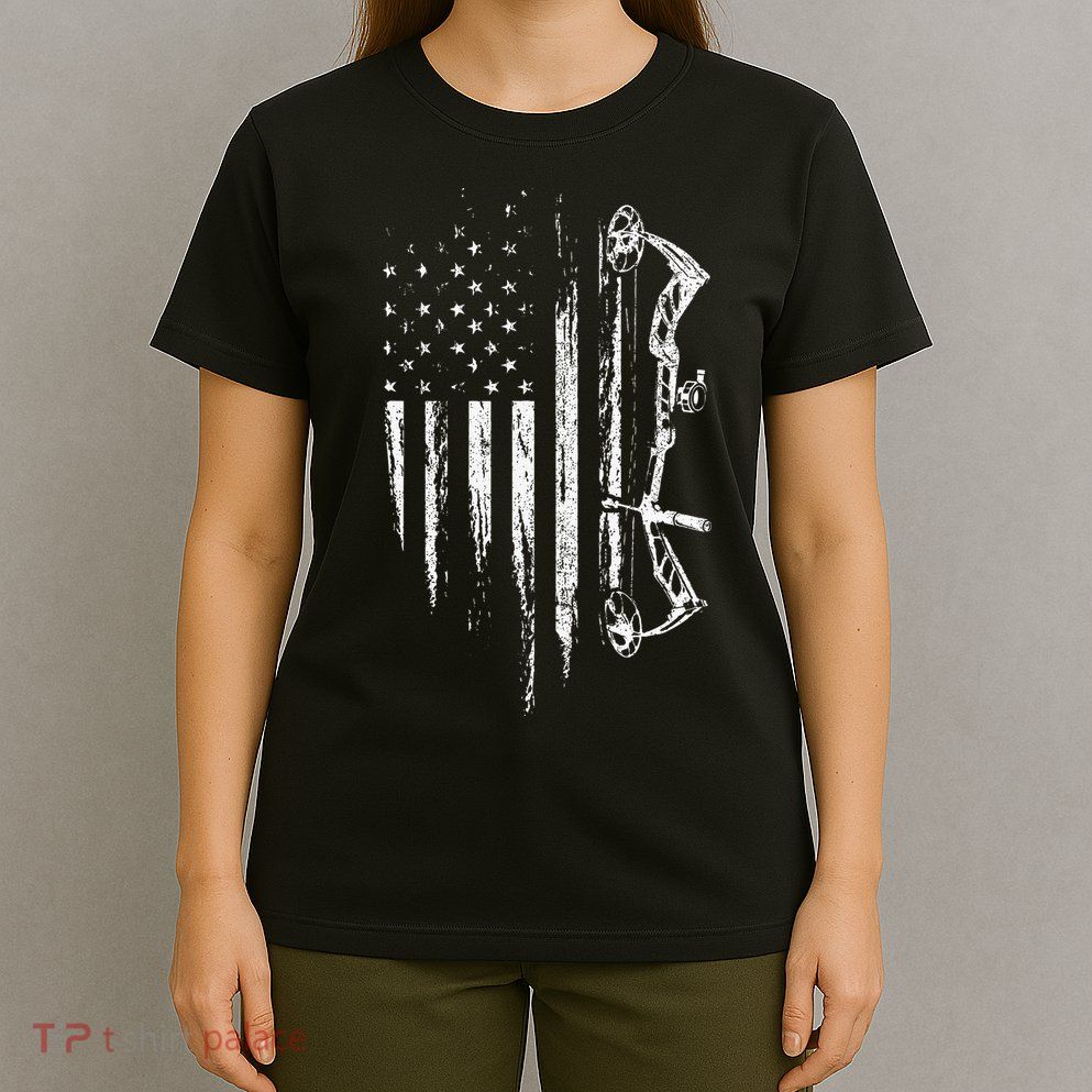 American Flag Bowhunting Bow Archery T-Shirt