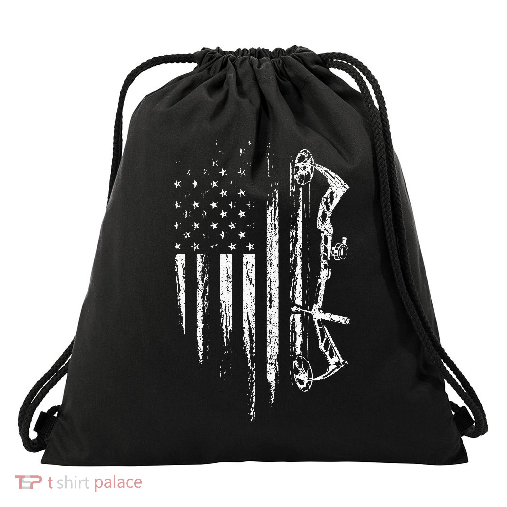 American Flag Bowhunting Bow Archery Drawstring Bag