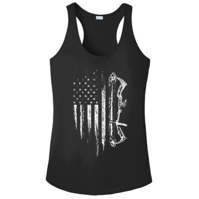 American Flag Bowhunting Bow Archery Ladies PosiCharge Competitor Racerback Tank