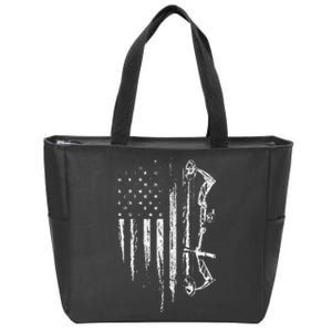 American Flag Bowhunting Bow Archery Zip Tote Bag