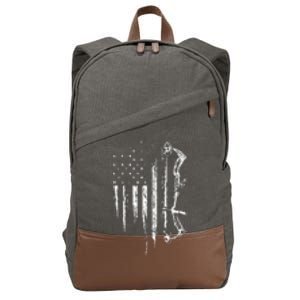 American Flag Bowhunting Bow Archery Cotton Canvas Backpack