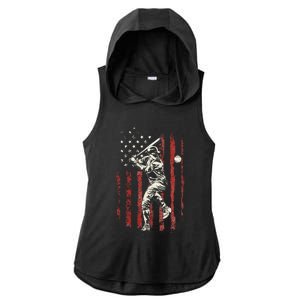 American Flag Baseball Team Ladies PosiCharge Tri-Blend Wicking Draft Hoodie Tank