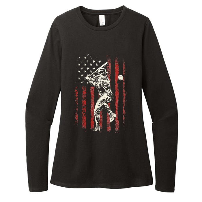 American Flag Baseball Team Womens CVC Long Sleeve Shirt