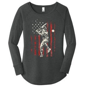 American Flag Baseball Team Women's Perfect Tri Tunic Long Sleeve Shirt