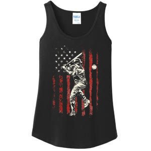 American Flag Baseball Team Ladies Essential Tank