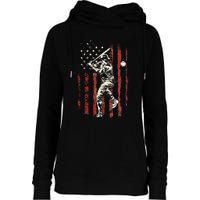 American Flag Baseball Team Womens Funnel Neck Pullover Hood