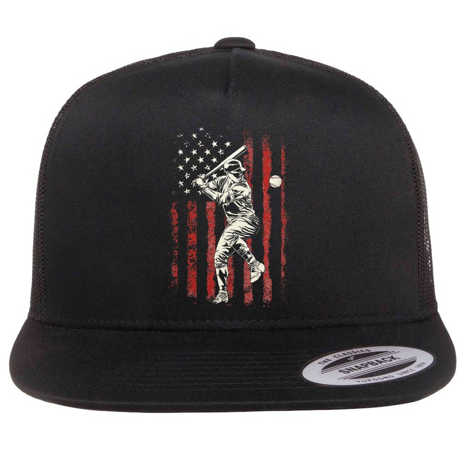 American Flag Baseball Team Flat Bill Trucker Hat