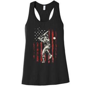 American Flag Baseball Team Women's Racerback Tank