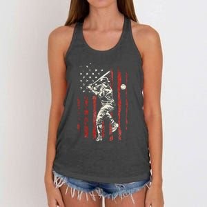 American Flag Baseball Team Women's Knotted Racerback Tank