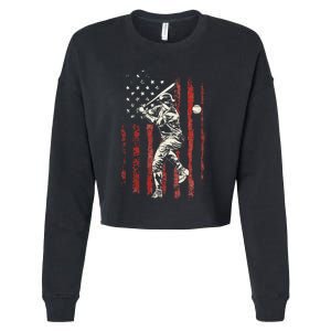 American Flag Baseball Team Cropped Pullover Crew