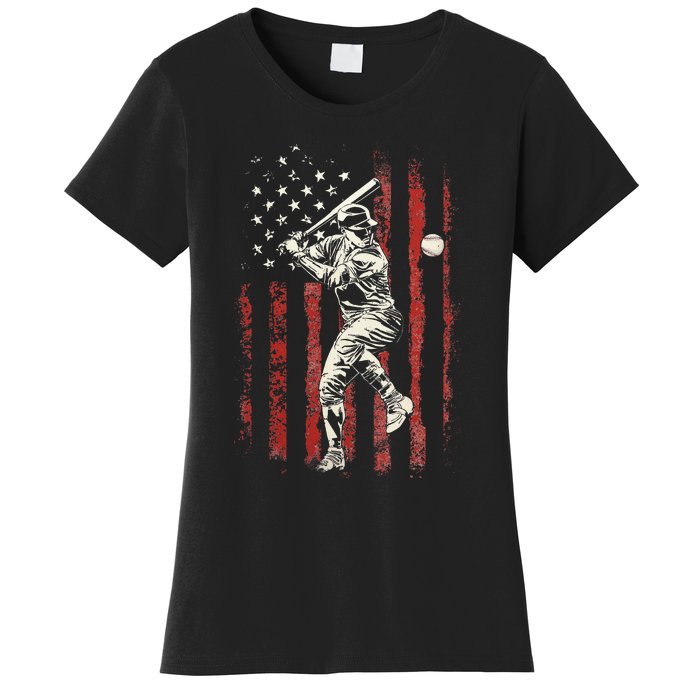 American Flag Baseball Team Women's T-Shirt