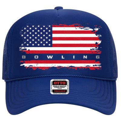 American Flag Bowling Apparel Bowling High Crown Mesh Back Trucker Hat