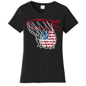 American Flag Basketball Jersey Patriotic Independence Day Women's T-Shirt