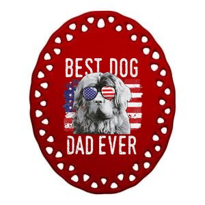 American Flag Best Dog Dad Ever Newfoundland Usa Ceramic Oval Ornament