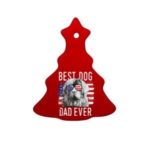 American Flag Best Dog Dad Ever Newfoundland Usa Ceramic Tree Ornament