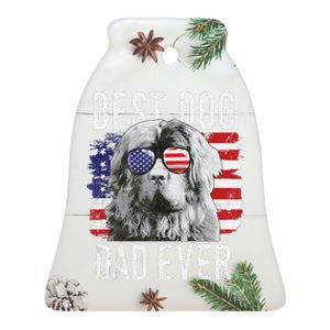 American Flag Best Dog Dad Ever Newfoundland Usa Ceramic Bell Ornament