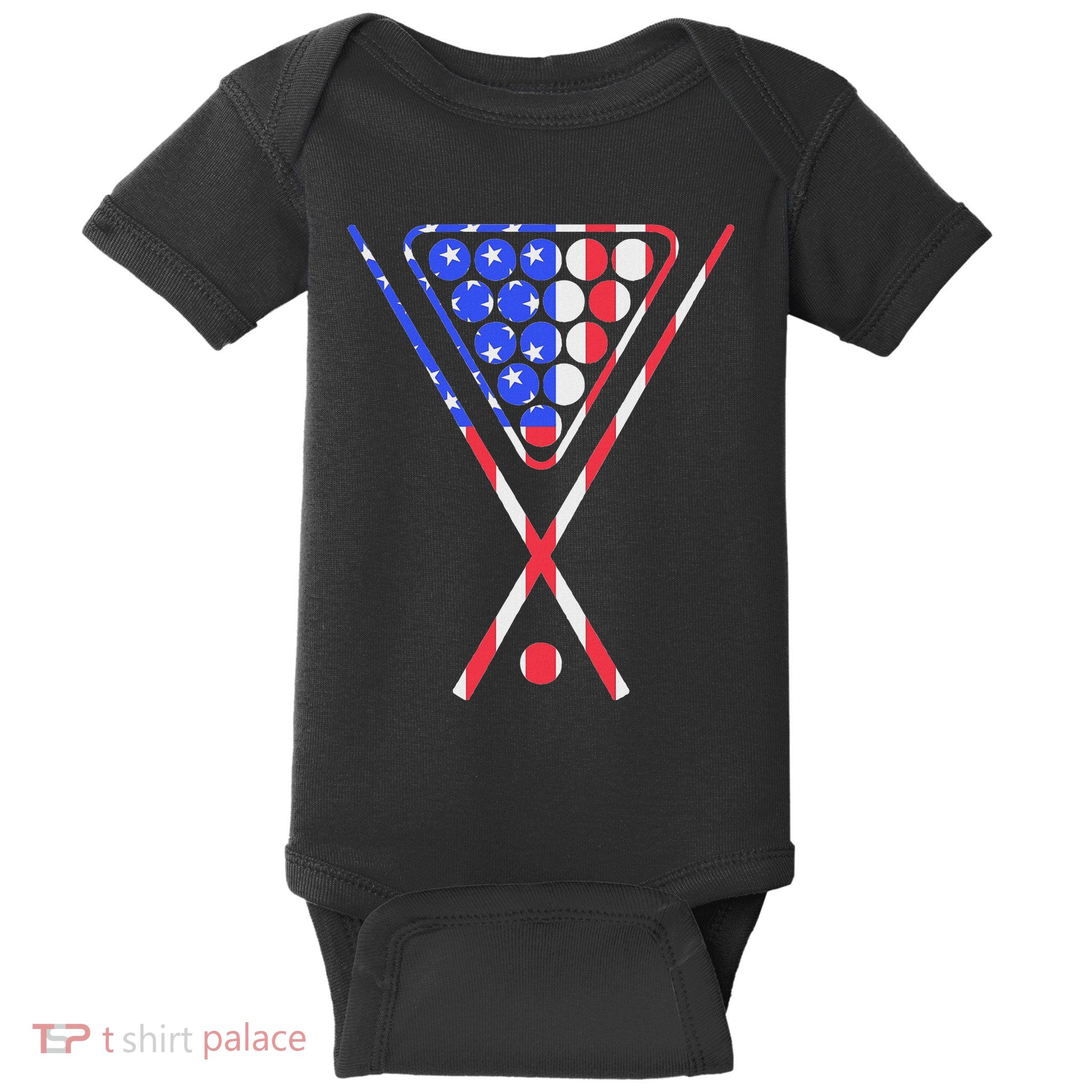 American Flag Billiards Pool Cue And Rack Design Gift Baby Bodysuit