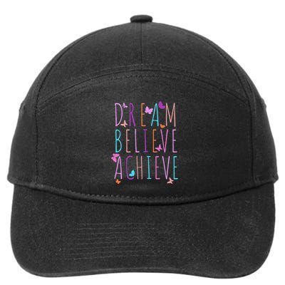 Affirmation For Butterfly Dream Believe Achieve 7-Panel Snapback Hat