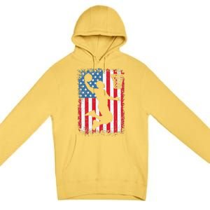 American Flag Basketball Funny Sports Player Premium Pullover Hoodie