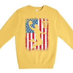 American Flag Basketball Funny Sports Player Premium Crewneck Sweatshirt