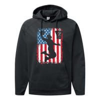 American Flag Basketball Funny Sports Player Performance Fleece Hoodie