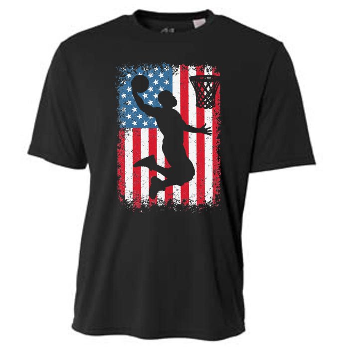 American Flag Basketball Funny Sports Player Cooling Performance Crew T-Shirt