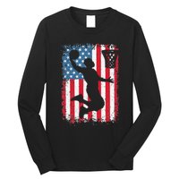 American Flag Basketball Funny Sports Player Long Sleeve Shirt