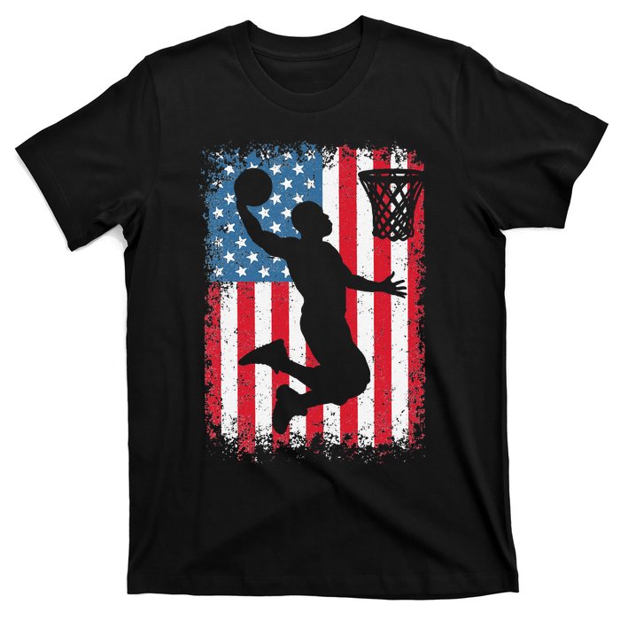 American Flag Basketball Funny Sports Player T-Shirt