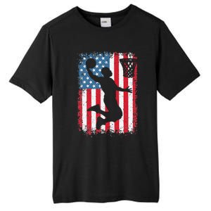 American Flag Basketball Funny Sports Player Tall Fusion ChromaSoft Performance T-Shirt