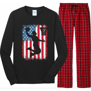 American Flag Basketball Funny Sports Player Long Sleeve Pajama Set