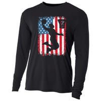 American Flag Basketball Funny Sports Player Cooling Performance Long Sleeve Crew