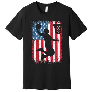 American Flag Basketball Funny Sports Player Premium T-Shirt