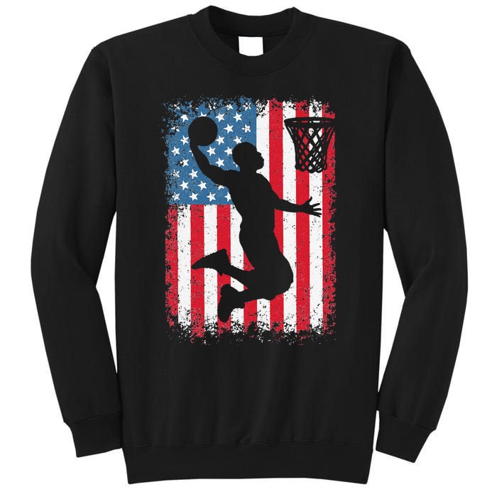 American Flag Basketball Funny Sports Player Tall Sweatshirt