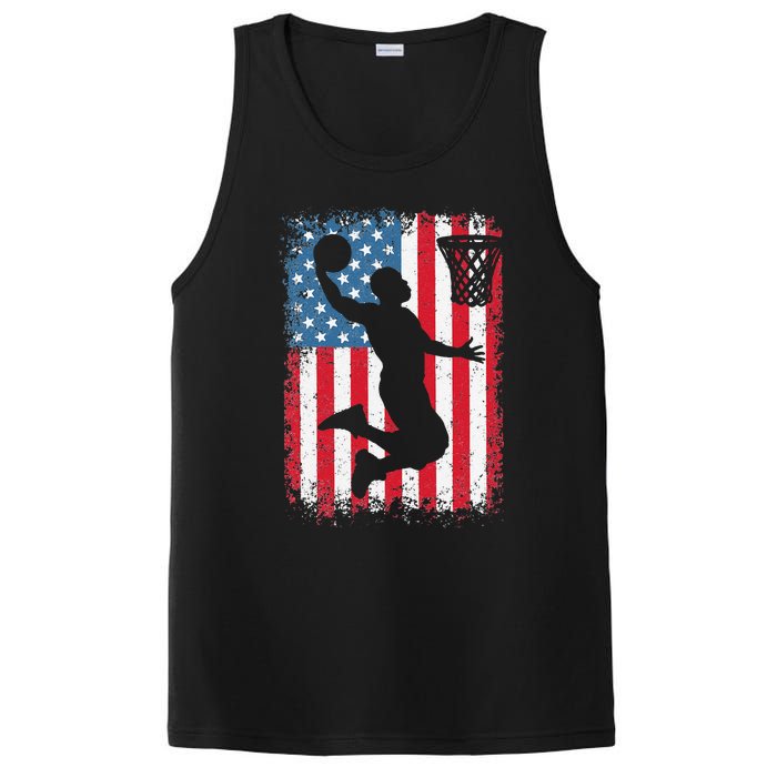 American Flag Basketball Funny Sports Player PosiCharge Competitor Tank