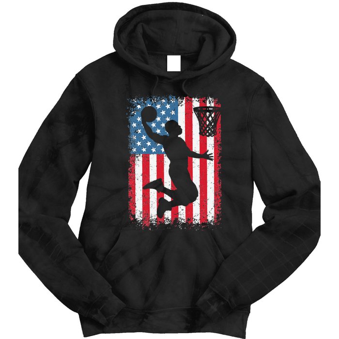 American Flag Basketball Funny Sports Player Tie Dye Hoodie