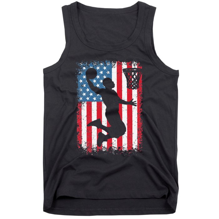 American Flag Basketball Funny Sports Player Tank Top