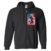 American Flag Basketball Funny Sports Player Full Zip Hoodie