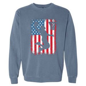 American Flag Basketball Funny Sports Player Garment-Dyed Sweatshirt