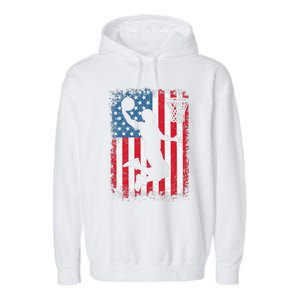 American Flag Basketball Funny Sports Player Garment-Dyed Fleece Hoodie