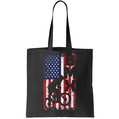 American Flag Bmx Racing Extreme Sport Riding Cool Bike Ride Tote Bag