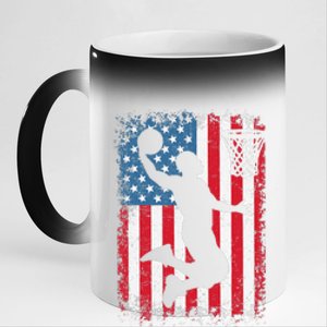 American Flag Basketball Apparel funny Basketball 11oz Black Color Changing Mug