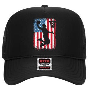 American Flag Basketball Apparel funny Basketball High Crown Mesh Back Trucker Hat