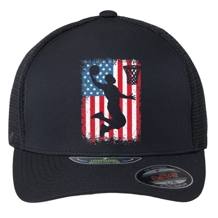 American Flag Basketball Apparel funny Basketball Flexfit Unipanel Trucker Cap