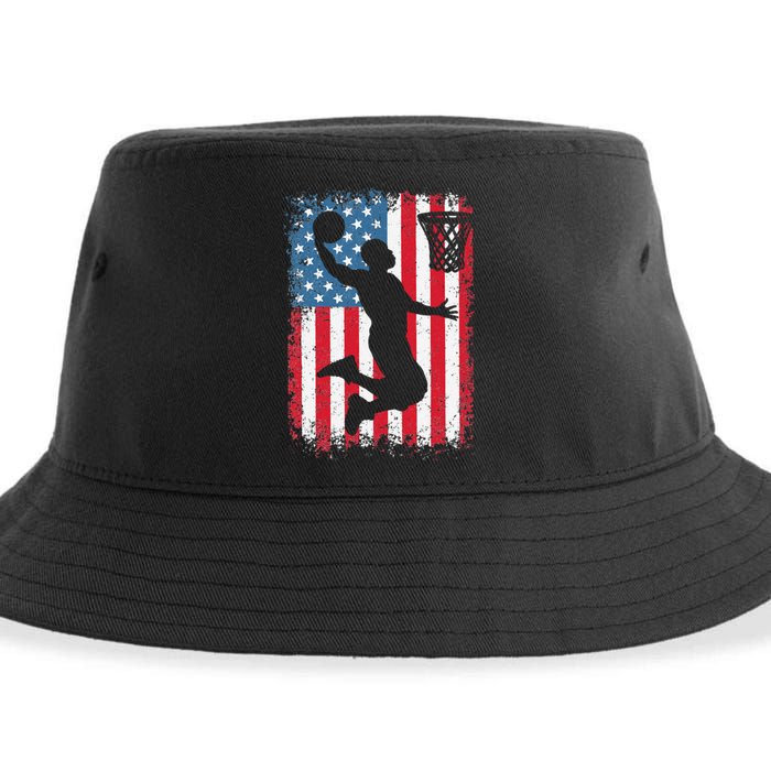 American Flag Basketball Apparel funny Basketball Sustainable Bucket Hat