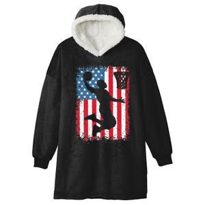 American Flag Basketball Apparel funny Basketball Hooded Wearable Blanket