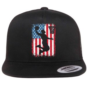 American Flag Basketball Apparel funny Basketball Flat Bill Trucker Hat